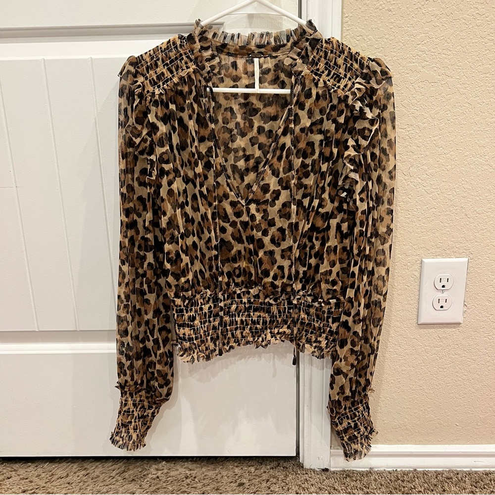FREE PEOPLE LEOPARD BLOUSE